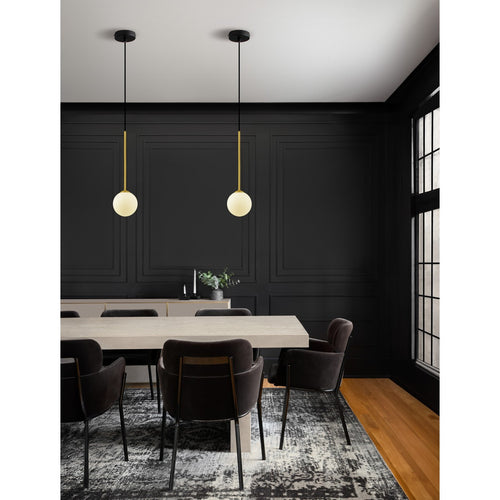Nova Luce SAVOY Bolvormige hanglamp voor plafond, opaal, satijngoud, matzwart, LED G9 1x5W