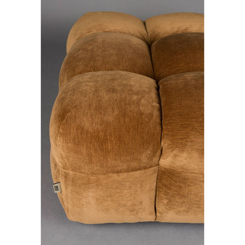 Dutchbone Hackman Hocker Velours Cognac Bruin - vtwonen shop