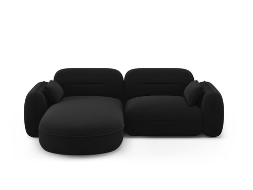 Cosmopolitan Design Modulaire hoekbank links Sydney 3-zits, flueel, zwart - 165x230x70cm