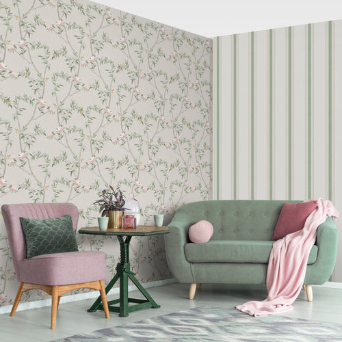 Sanders & Sanders behang strepen groen en beige - 53 cm x 10 m - 640206 - vtwonen shop