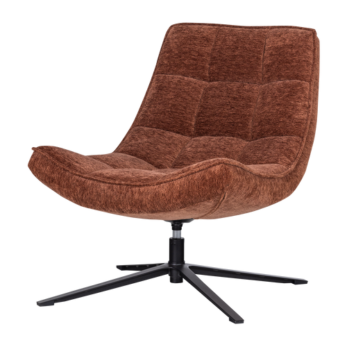 WOOOD draaifauteuil Maudi - Chenille - Bruin - 84x74x86