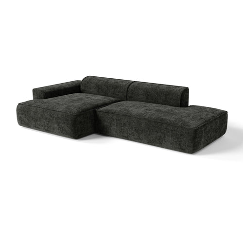 Premium Interiors - Hoekbank (links) HANA - fluweel weefsel donker antraciet 260cm