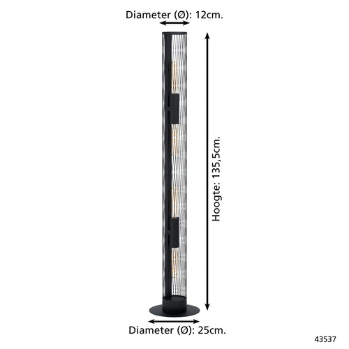 EGLO vloerlamp Redcliffe - e27 - 135,5 cm - zwart - vtwonen shop