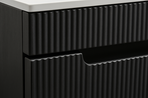 Badplaats Toiletmeubel Thermis 40 x 22 cm – Mat Zwart – Fonteinmeubel met Witte Wastafel