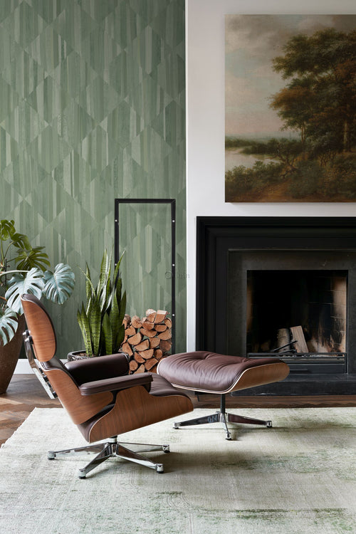 Origin Wallcoverings fotobehang 3D-houtmotief vergrijsd groen - 150 x 279 cm - 357298 - vtwonen shop