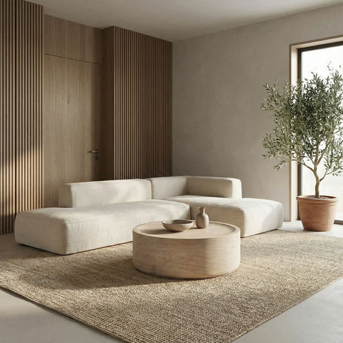 DÉJA Living Salontafel Dale - Rond Travertin - 90x90x35cm - vtwonen shop