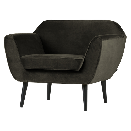 WOOOD fauteuil Rocco - Velvet - Warm Groen - 75x92x81