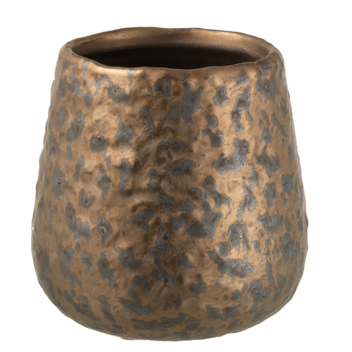 J-Line bloempot Spikkel Rond - keramiek - koper - small - 2 stuks - Ø 12 cm - vtwonen shop