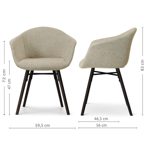 Nolon Nena-Otis Eetkamerstoel Taupe Melange - Zwarte Houten Poten - vtwonen shop