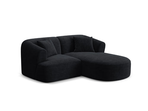 Cosmopolitan Design Modulaire hoekbank rechts Campi 3-zits, ribfluwelen zwart - 156x180x70cm