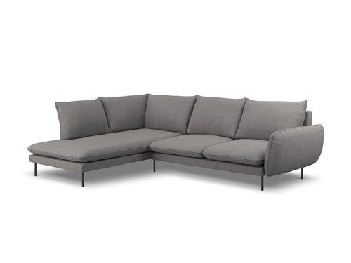 Cosmopolitan Design linker hoekbank Vienna 6-zits, structurele stof, donkergrijs - 185x275x95cm