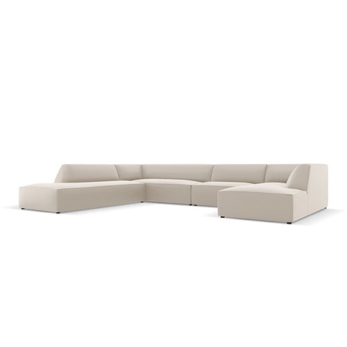 Cosmopolitan Design - Modulaire panoramische hoekbank links Siena 7-zits, imitatieleer duif - 273x366x69cm