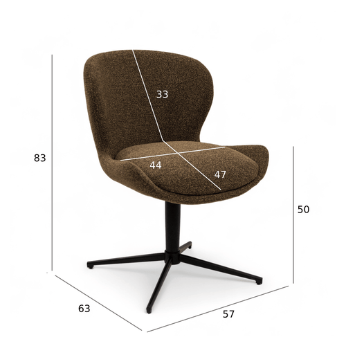 Furnhouse eetkamerstoel Nicklas - Donkerbruin - Stof (Bouclé) - Set van 2