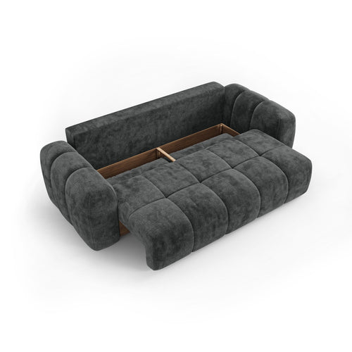 Premium Interiors - Slaapbank met opbergruimte SKY - gewaafd fluweel leisteengrijs 260cm