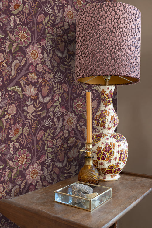 ESTAhome behang vintage bloemen aubergine paars - 50 x 900 cm - 131336 - vtwonen shop