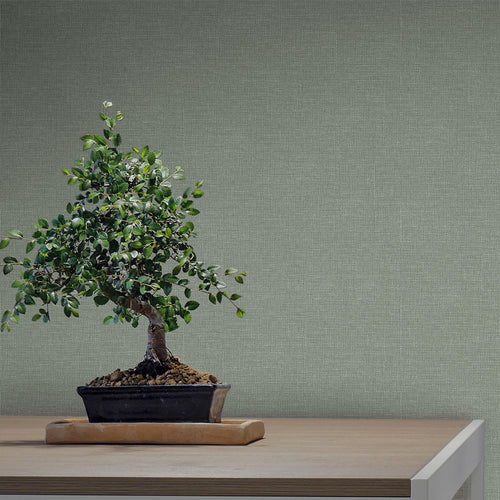 Sanders & Sanders behang linnenstructuur vergrijsd olijfgroen - 53 cm x 10 m - 640433 - vtwonen shop