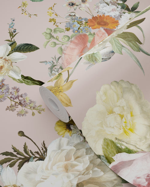ESTAhome behang vintage bloemen oudroze - 53 cm x 10.05 m - 139367