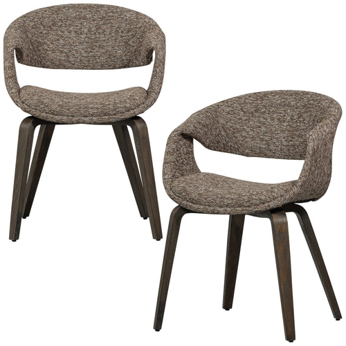 WOOOD eetkamerstoelen houten bruinen poot Yossi - Bruin - Set van 2 - vtwonen shop