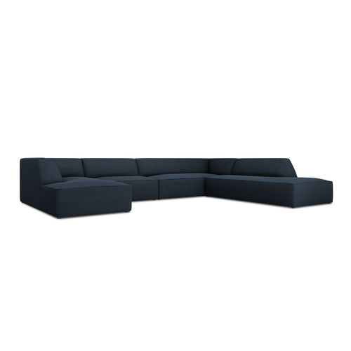 Cosmopolitan Design - Panoramische hoekbank rechts Siena 7-zits, structurele stof marineblauw - 273x366x69cm
