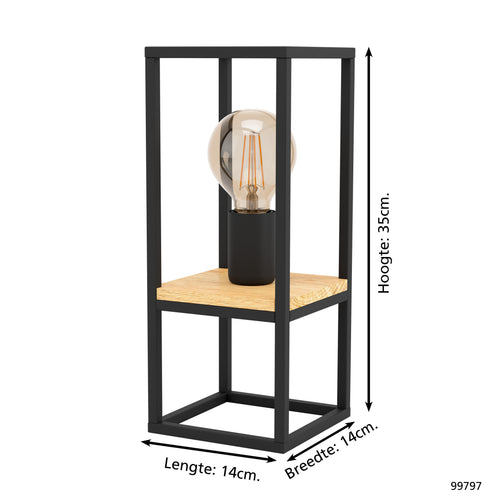 EGLO tafellamp Libertad - e27 - 35 cm - zwart/bruin