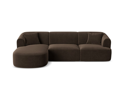 Cosmopolitan Design Modulaire hoekbank links Campi 4-zits, flueel chocolade - 156x256x70cm