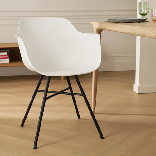 Nolon Noa-Puk Eetkamerstoelen Set van 2 - Wit - Zwart Onderstel - vtwonen shop