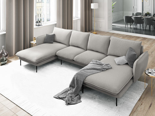 Cosmopolitan Design Panoramische bank Vienna 6-zits, structurele stof, lichtgrijs - 170x350x95cm