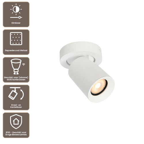 Artdelight Plafondlamp Megano 1L Rond - Wit