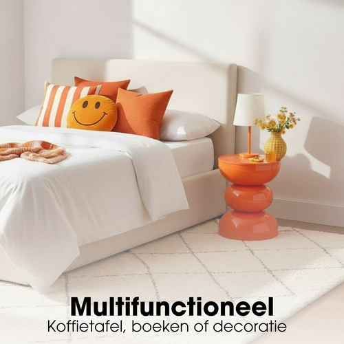 Mica Decorations Luna Bijzettafel - Bijzettafel Rond H46 x Ø32 cm - IJzeren Tafeltje voor Slaapkamer of Woonkamer - Nachtkastje of Plantentafeltje -