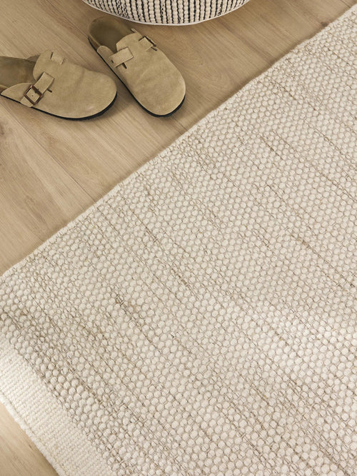 benuta wollen loper Rocco - crème - 80x250 cm