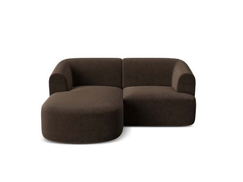 Cosmopolitan Design Modulaire hoekbank links Campi 3-zits, flueel chocolade - 156x180x70cm