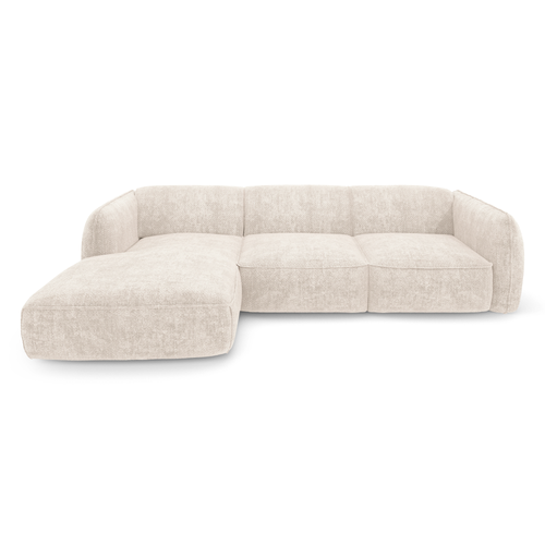 Sia Home - Hoekbanken links LIVIA - Fluweel weefsel - Crème - 272cm - vtwonen shop