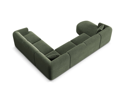 Cosmopolitan Design Modulaire panoramische hoekbank links Campi 7-zits, flueel groente - 255x330x70cm