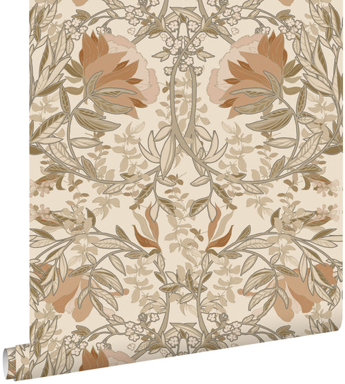 ESTAhome behang vintage bloemen in art nouveau stijl lichtbeige en oudroze - 0.53 x 10.05 m - 139459 - vtwonen shop