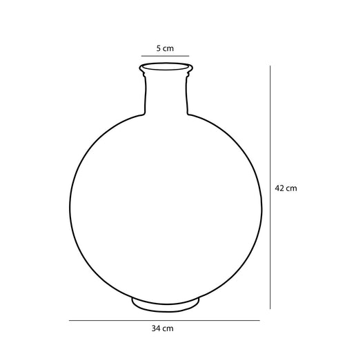 Mica Decorations Firenza Fles Vaas - H42 x Ø34 cm - Gerecycled Glas - Donkerblauw