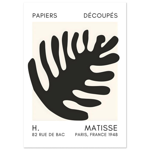 Artfulprints Poster Matisse – Coral bloom black   - A4 21x29.7 cm - Zwart