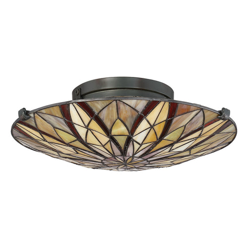 Elstead Victory Tiffany Semi-Flush, Valiant Bronze, E27