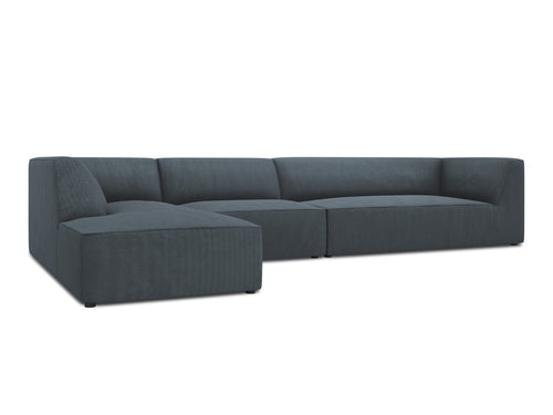 Micadoni linker hoekbank Ruby 5-zits, ribfluwelen, blauw - 180x366x69cm