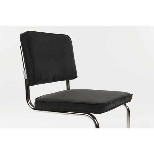 Zuiver Ridge Rib Kink Eetkamerstoelen  Zwart - Set van 2