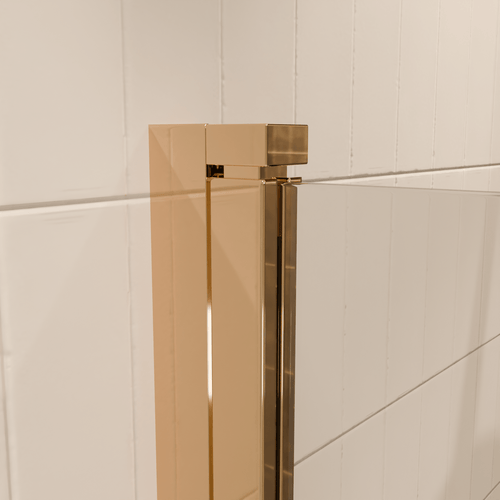 LOMAZOO badwand Palmas - 2 delig - draaibaar - anti kalk nano coating - helder glas - goud - 100 x 140 cm