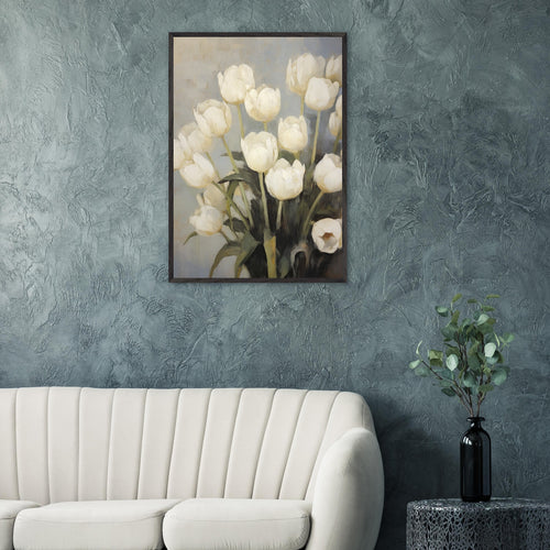 Artfulprints Poster met Lijst White tulips   - A4 21x29.7 cm - Wit