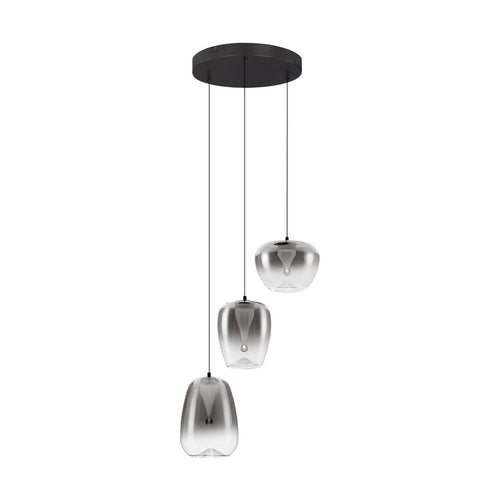 Nova Luce OBLO Hanglamp met clusterdesign, rookgrijs, matzwart, LED 10W 600lm 3000K