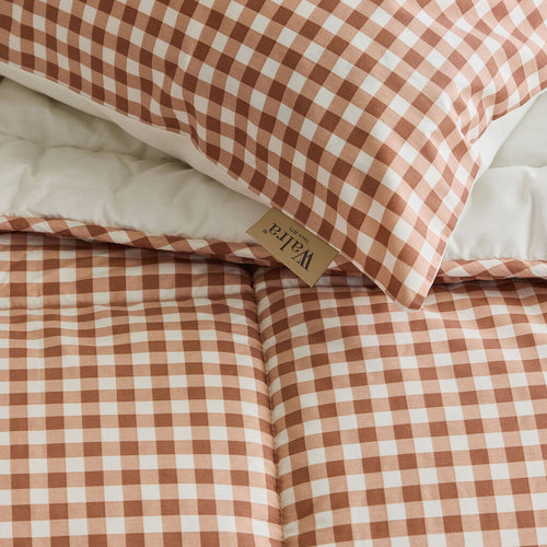 Walra - Dekbed zonder overtrek Cozy Check - 200x200 cm - Bruin / Off White