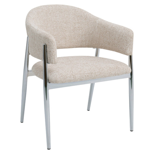 DÉJA Living Eetkamerstoel Dénia - Beige/Chrome Stof - Set van 2 - vtwonen shop