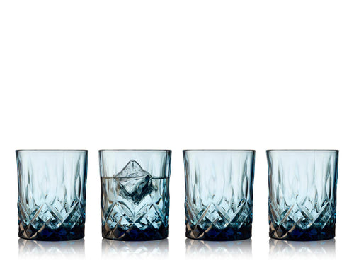 Lyngby Whiskey Glazen Sorrento (Blauw - 320ml) - set van 4 stuks - vtwonen shop