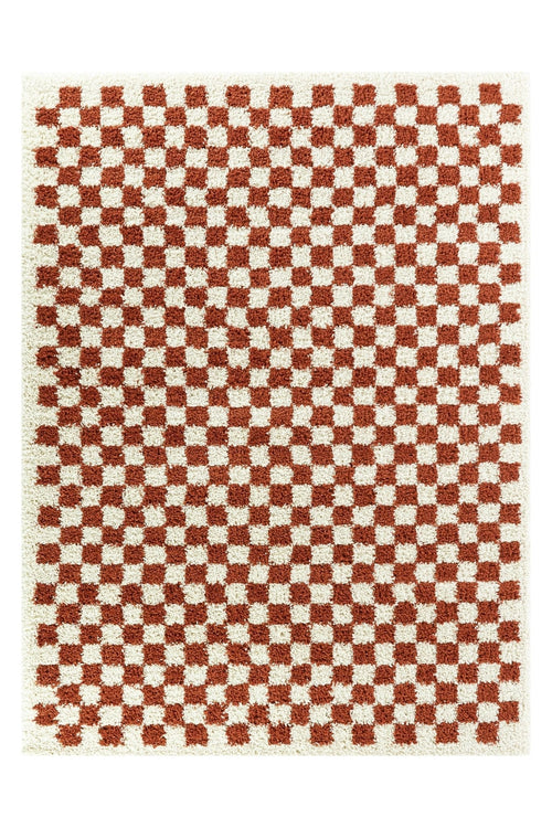 AFK Living vloerkleed  Checkers - shaggy - terracotta - 120 x 170 cm