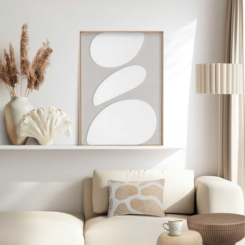 Reinders Organic Pebbles Linen schilderij 3d art -  beige - woonkamer - 70x50cm