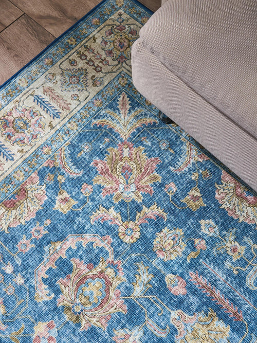 benuta wasbaar vloerkleed Laury - blauw - 300x400 cm