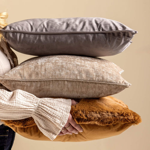 FINN - kussenhoes 45x45 cm - velvet - effen kleur - Driftwood - taupe