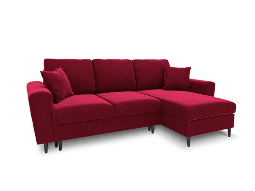 Cosmopolitan Design Omkeerbare converteerbare hoekbank met opbergdoos Kyoto 4-zits, flueel rood - 145x241x88cm